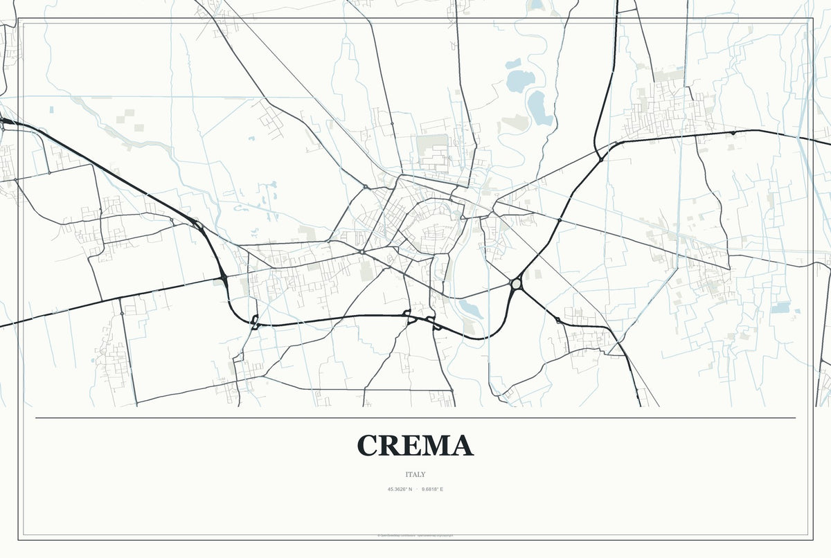Crema, Italy City Map Aluminum Sign in Gallery Air style