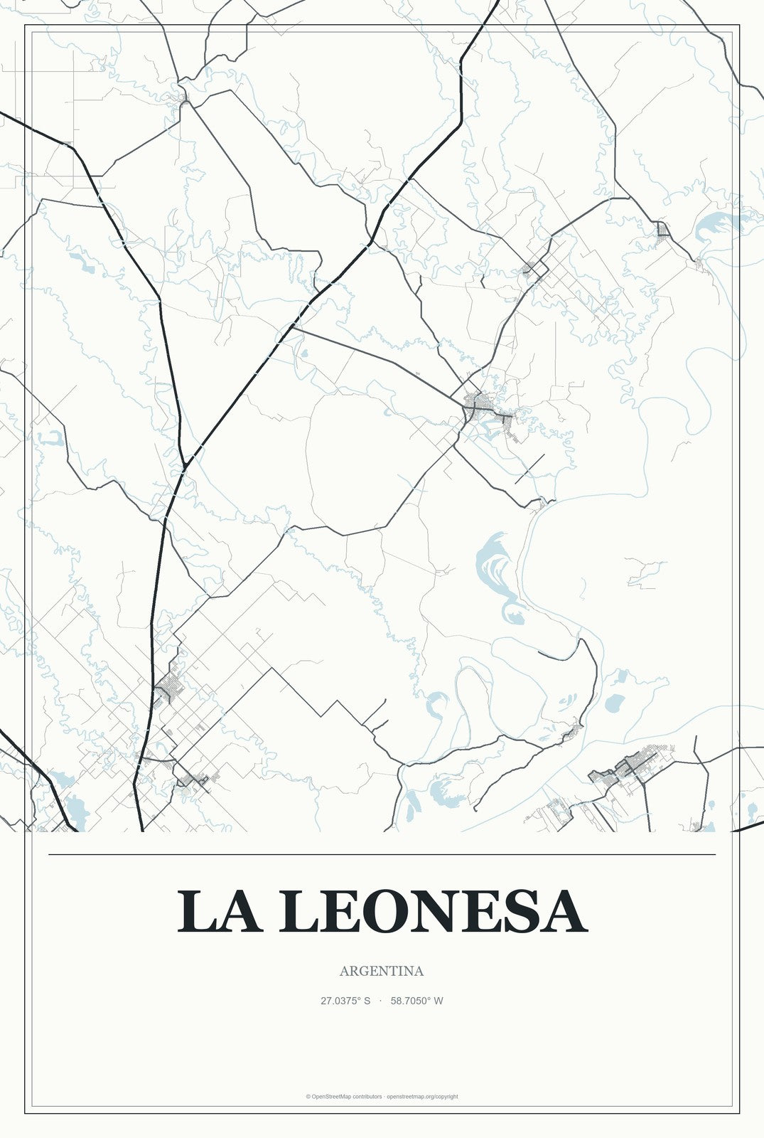 La Leonesa, Argentina City Map Aluminum Sign in Gallery Air style