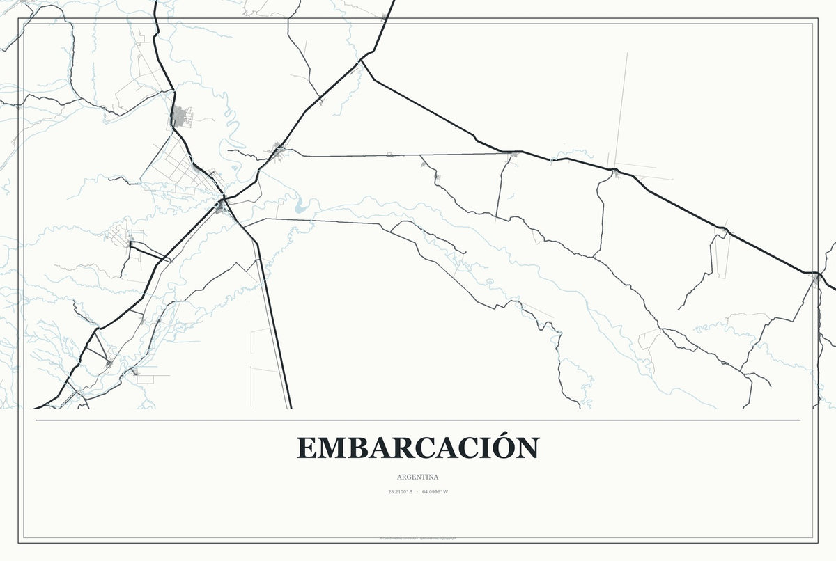 Embarcación, Argentina City Map Aluminum Sign in Gallery Air style