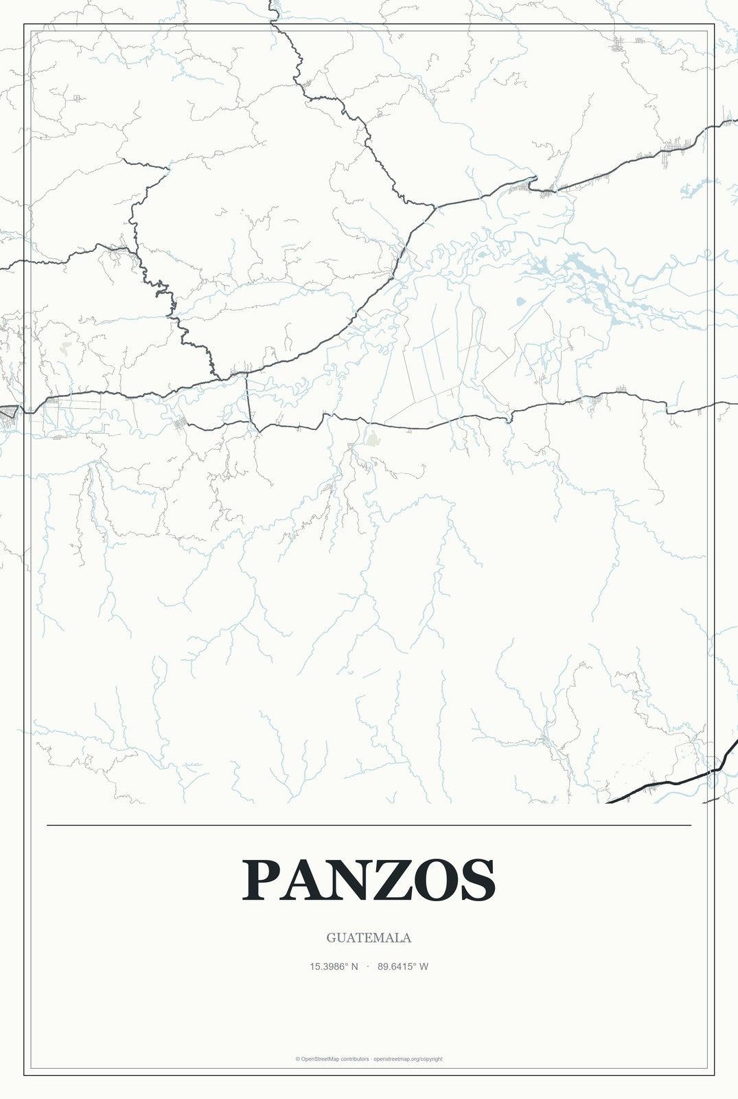 Panzos, Guatemala City Map Aluminum Sign in Gallery Air style