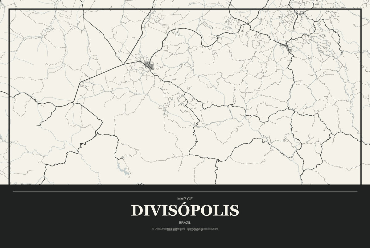 Divisópolis, Brazil City Map Aluminum Sign in Museum Plaque style