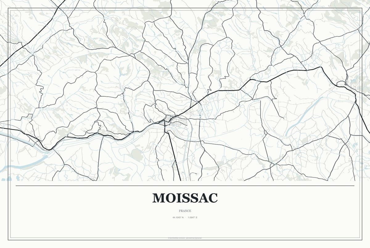 Moissac, France City Map Aluminum Sign in Gallery Air style
