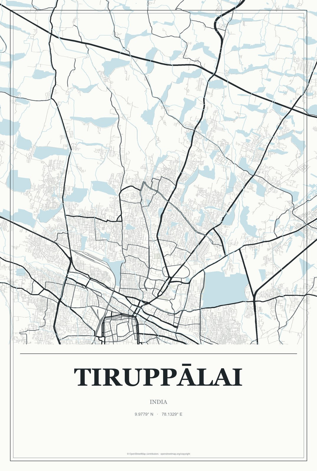 Tiruppālai, India City Map Aluminum Sign in Gallery Air style