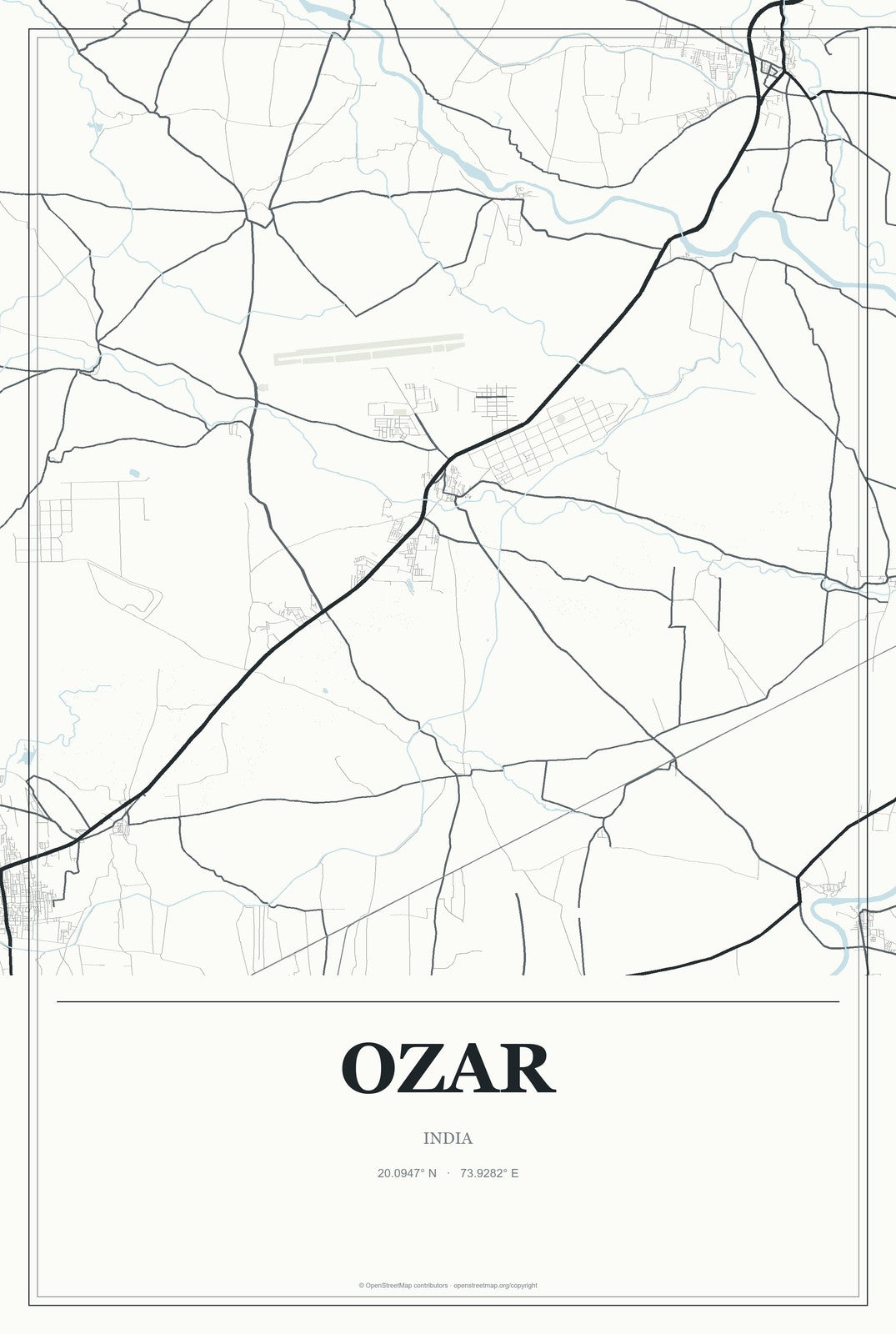 Ozar, India City Map Aluminum Sign in Gallery Air style