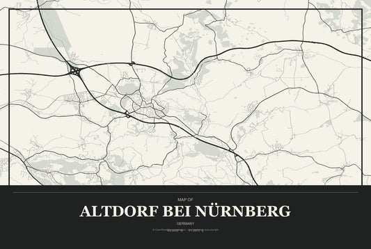 Altdorf bei Nürnberg, Germany City Map Aluminum Sign in Museum Plaque style