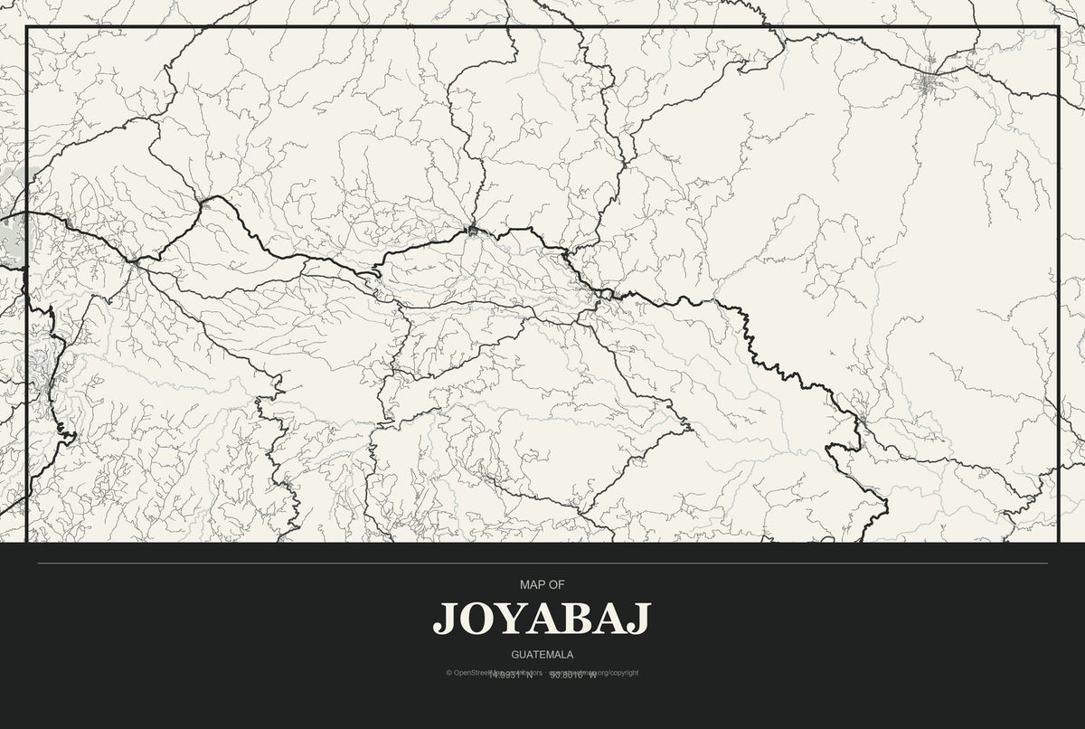 Joyabaj, Guatemala City Map Aluminum Sign in Museum Plaque style