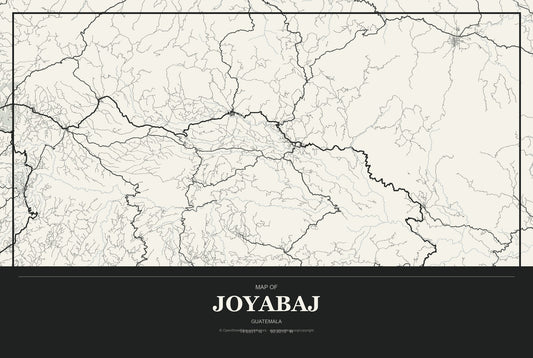 Joyabaj, Guatemala City Map Aluminum Sign in Museum Plaque style
