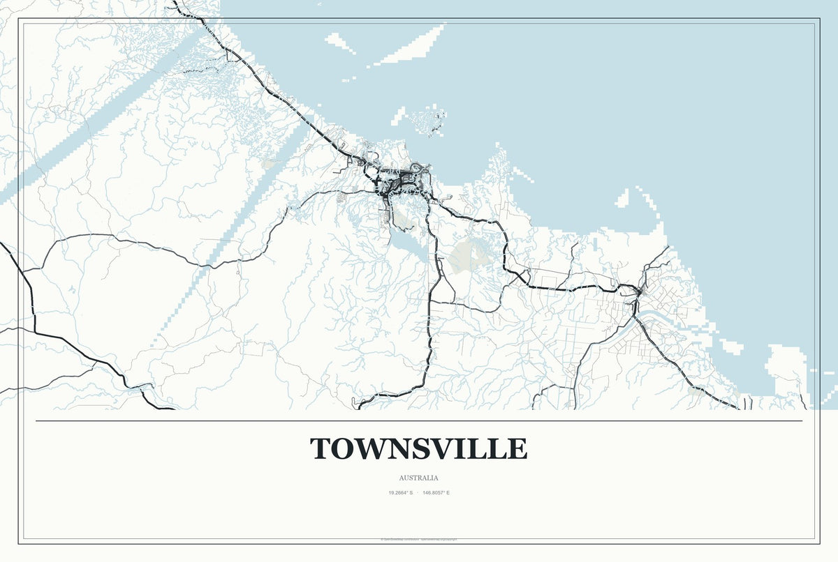 Townsville, Australia City Map Aluminum Sign in Gallery Air style