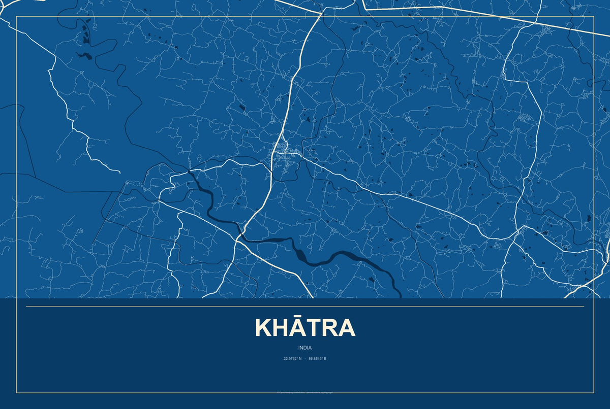 Khātra, India City Map Aluminum Sign in Harbor Cobalt style