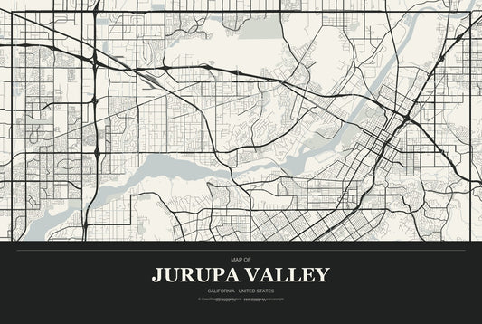 Jurupa Valley, California City Map Aluminum Sign in Museum Plaque style