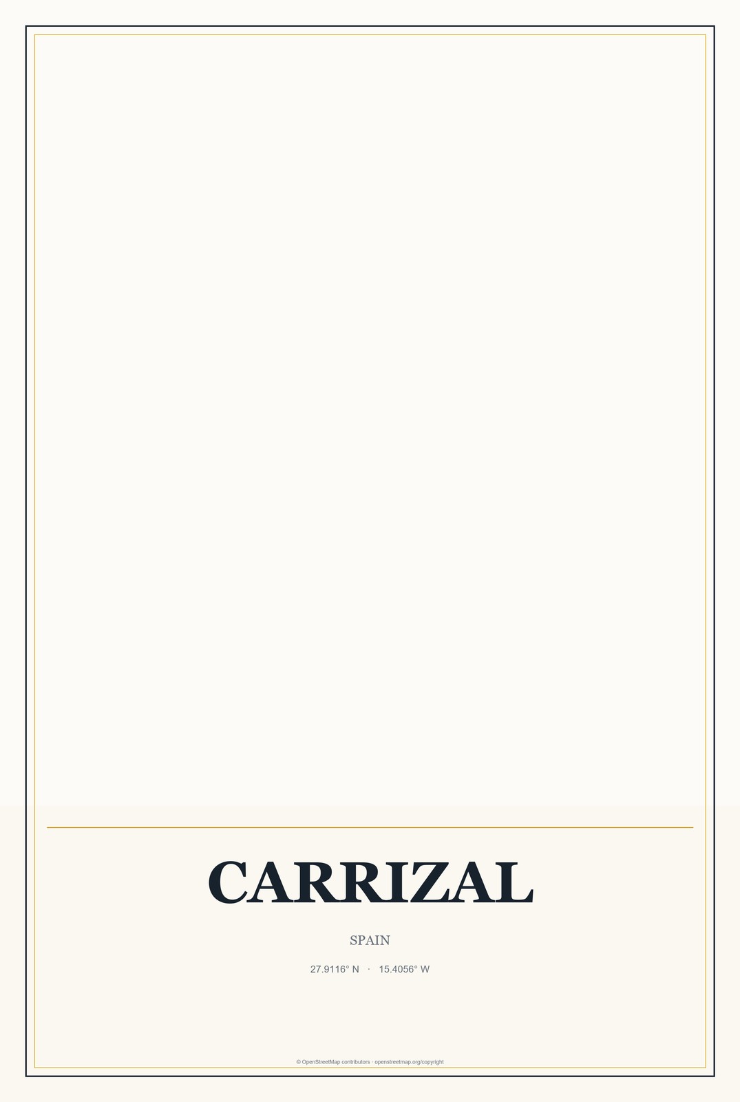 Carrizal, Spain City Map Aluminum Sign in Citrine Modern style