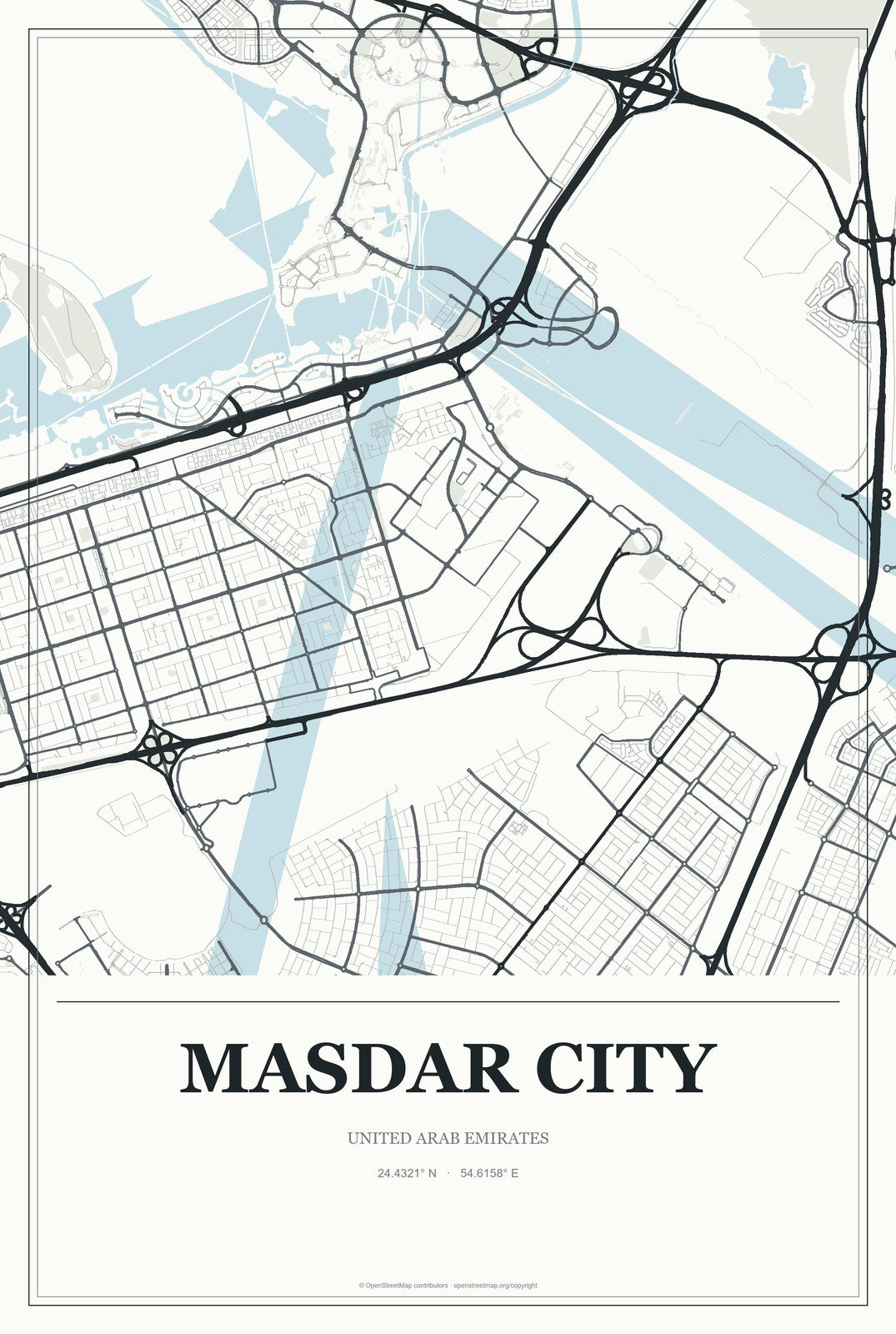 Masdar City, United Arab Emirates City Map Aluminum Sign in Gallery Air style