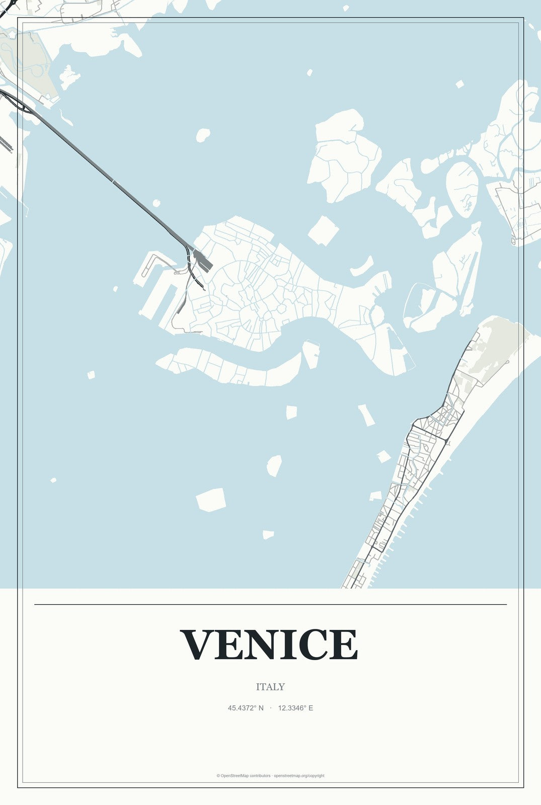 Venice, Italy City Map Aluminum Sign in Gallery Air style