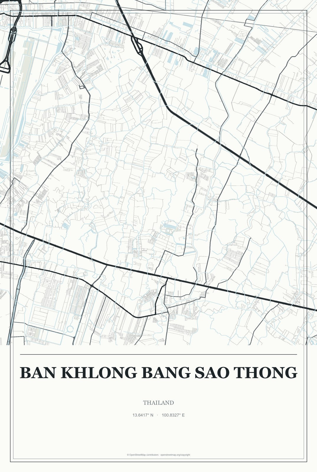 Ban Khlong Bang Sao Thong, Thailand City Map Aluminum Sign in Gallery Air style