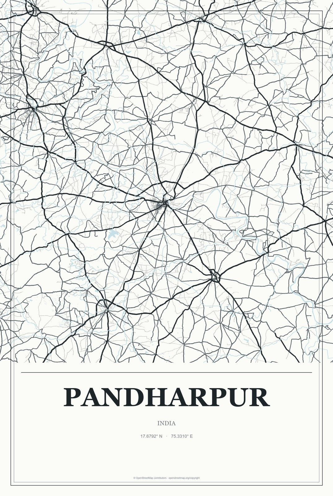 Pandharpur, India City Map Aluminum Sign in Gallery Air style