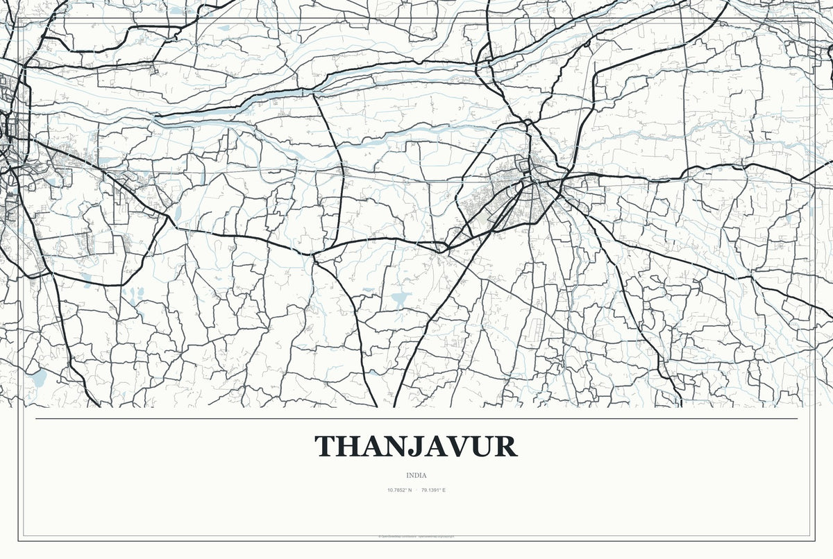 Thanjavur, India City Map Aluminum Sign in Gallery Air style