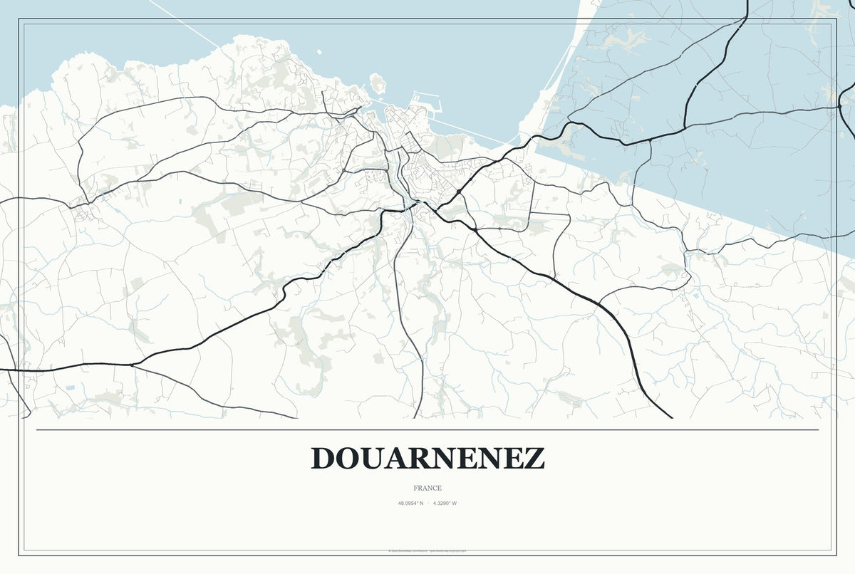 Douarnenez, France City Map Aluminum Sign in Gallery Air style