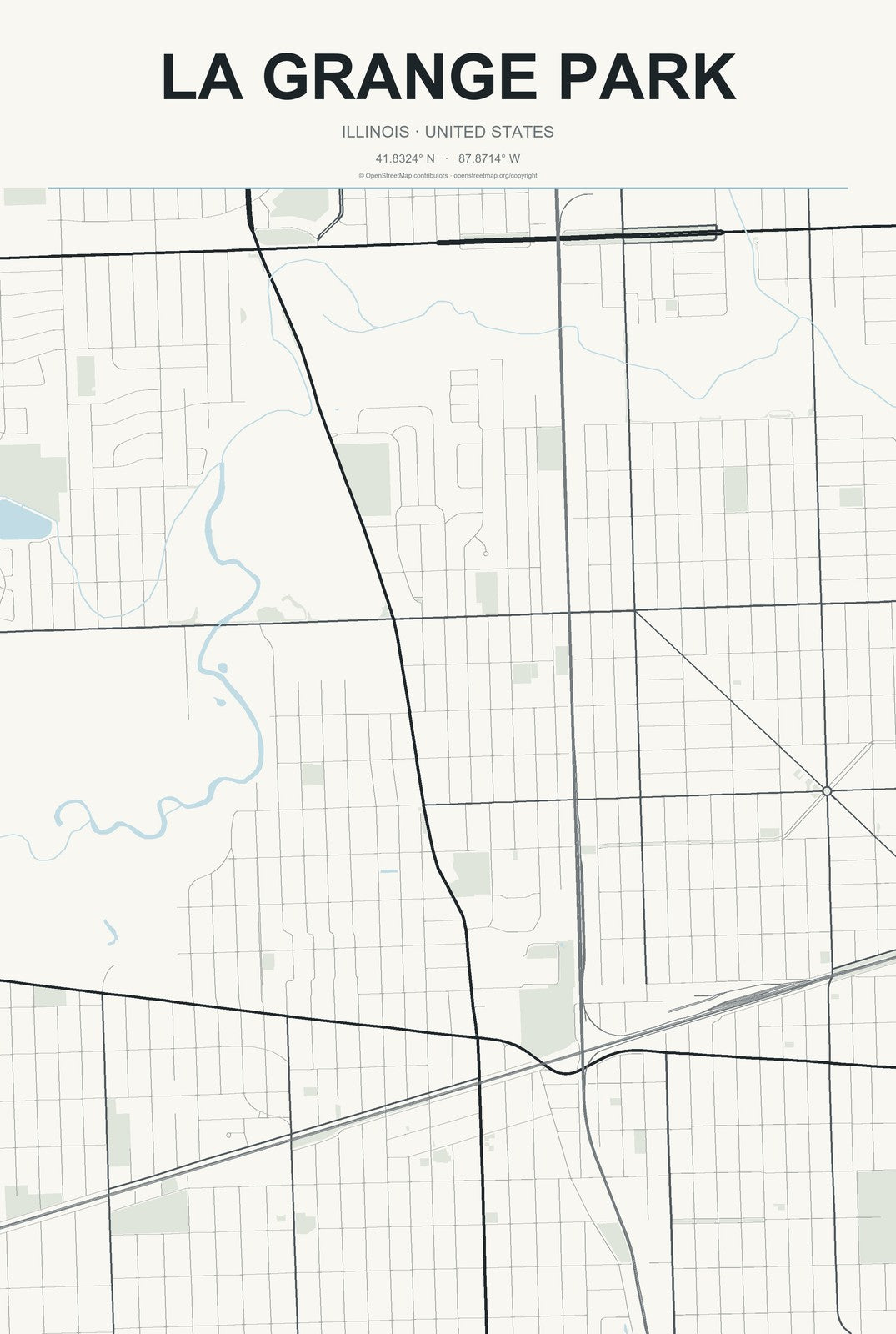La Grange Park, Illinois City Map Aluminum Sign in Headline Atlas style