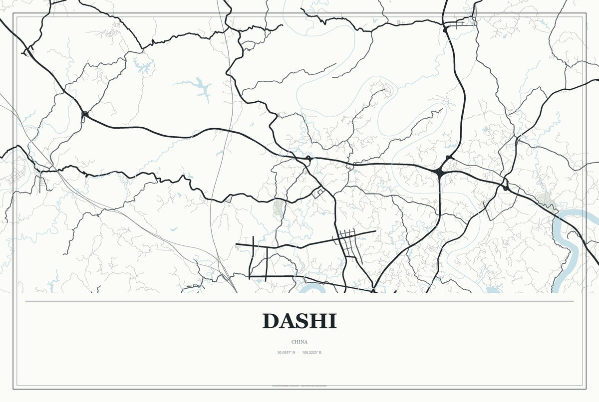 Dashi, Gansu, China City Map Aluminum Sign in Gallery Air style