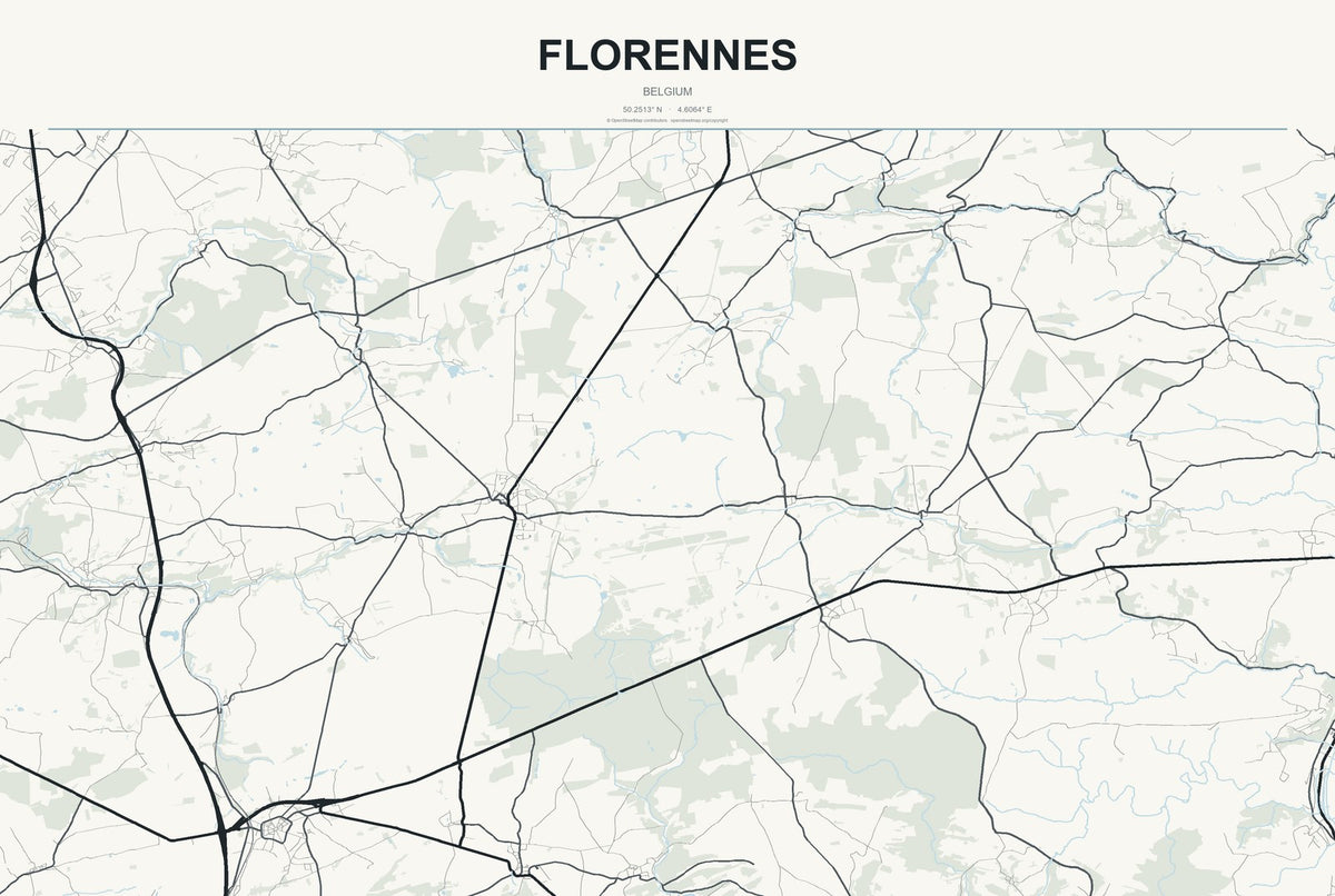Florennes, Belgium City Map Aluminum Sign in Headline Atlas style