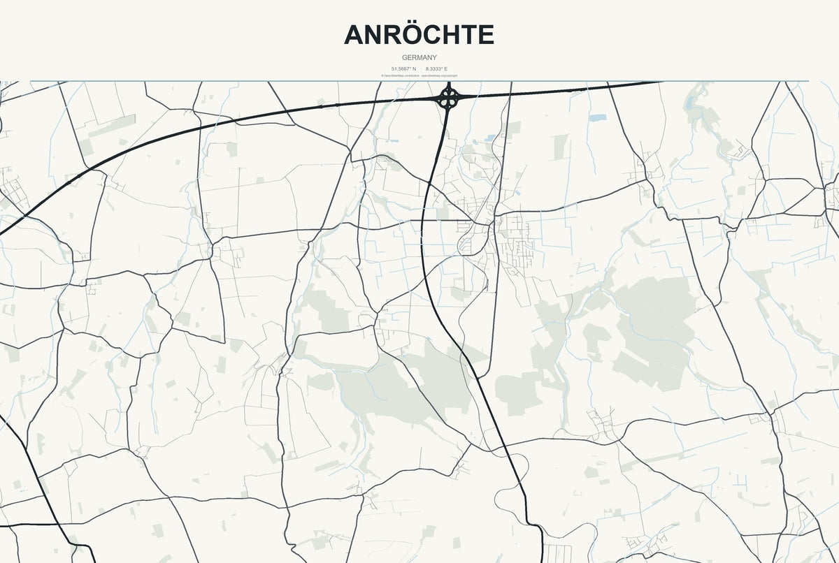 Anröchte, Germany City Map Aluminum Sign in Headline Atlas style