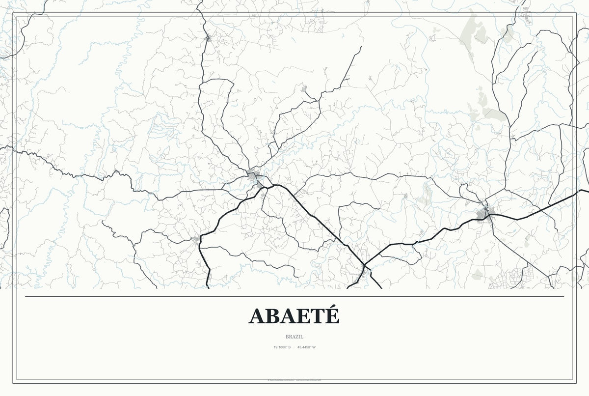 Abaeté, Brazil City Map Aluminum Sign in Gallery Air style