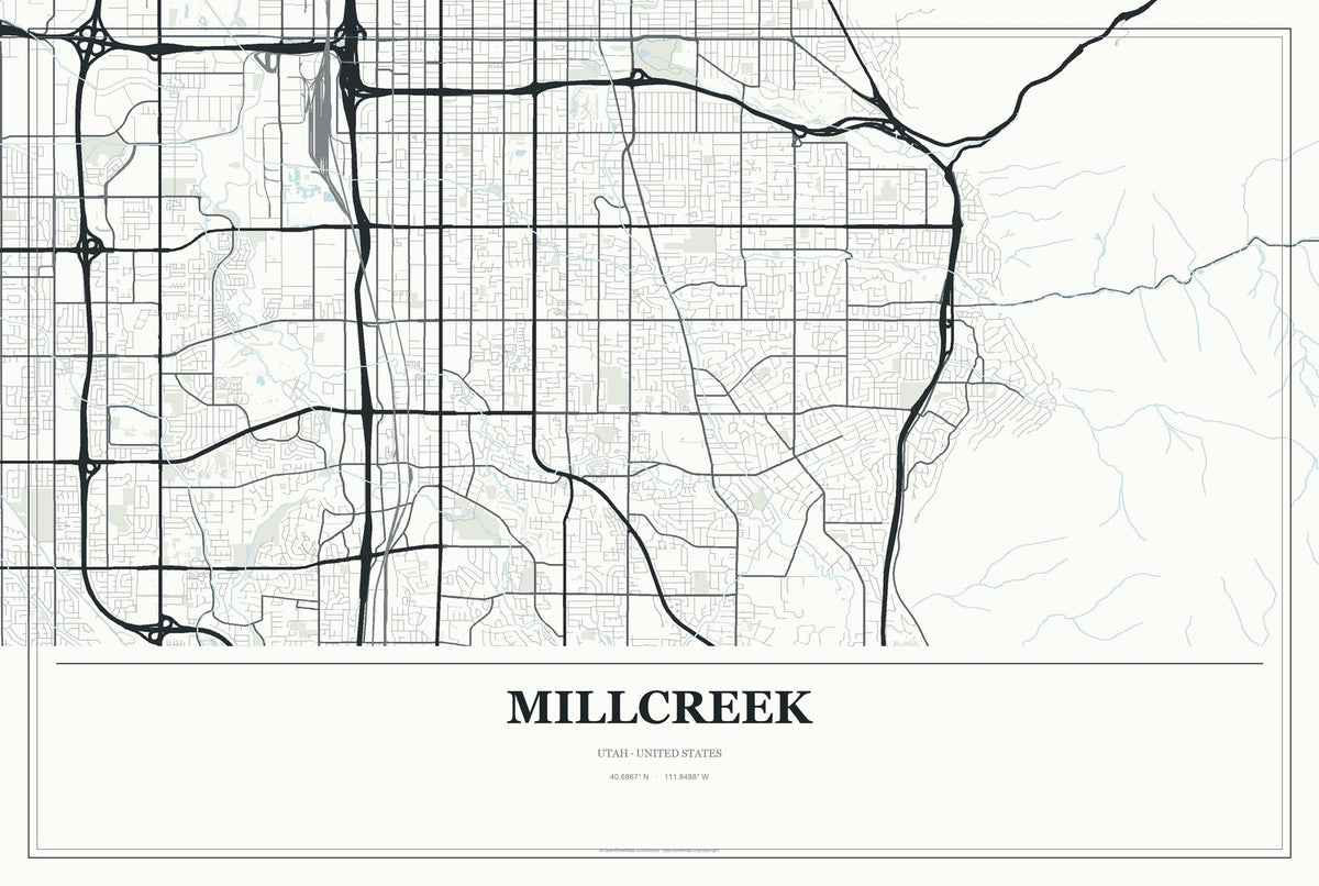 Millcreek, Utah City Map Aluminum Sign in Gallery Air style