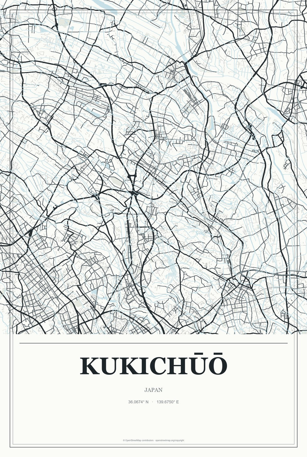 Kukichūō, Japan City Map Aluminum Sign in Gallery Air style