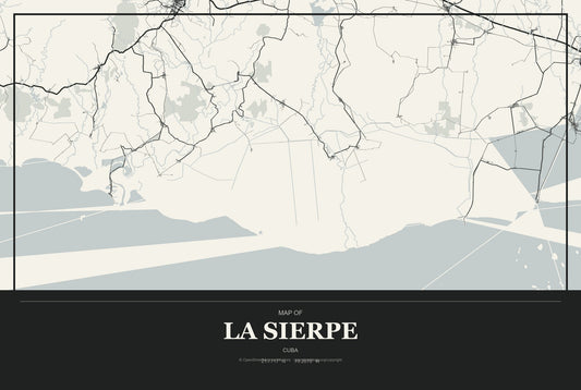 La Sierpe, Cuba City Map Aluminum Sign in Museum Plaque style