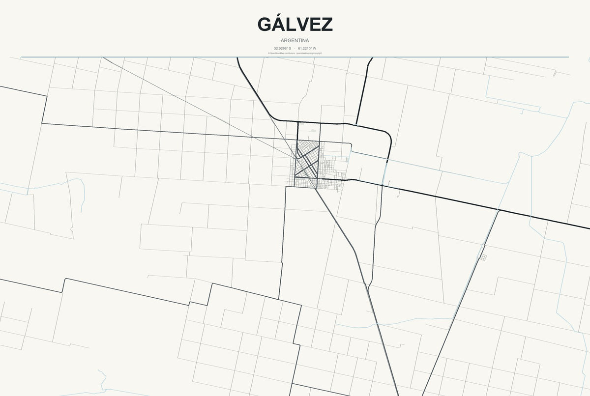 Gálvez, Argentina City Map Aluminum Sign in Headline Atlas style