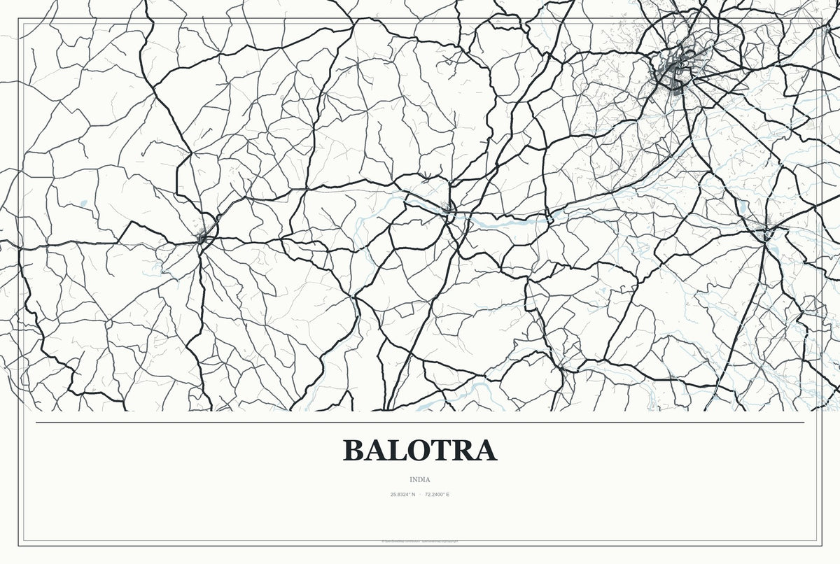 Balotra, India City Map Aluminum Sign in Gallery Air style