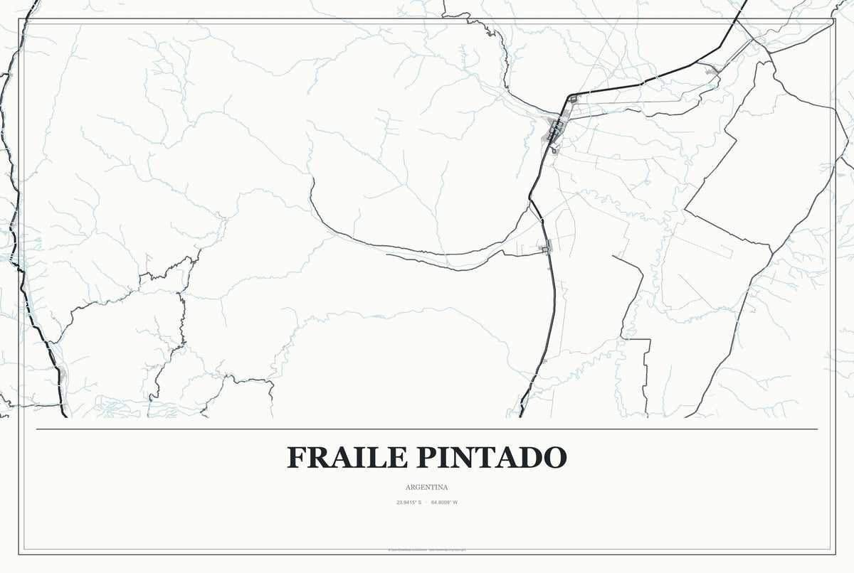 Fraile Pintado, Argentina City Map Aluminum Sign in Gallery Air style