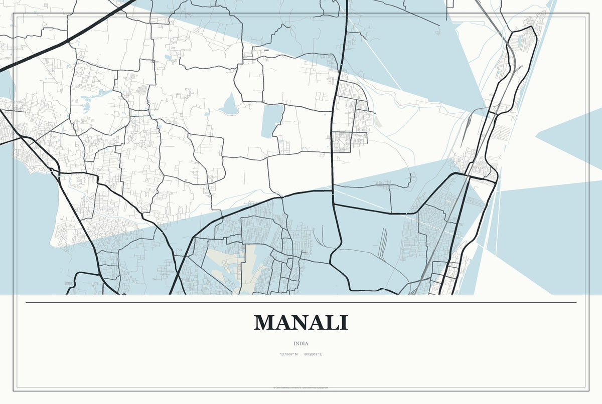 Manali, India City Map Aluminum Sign in Gallery Air style