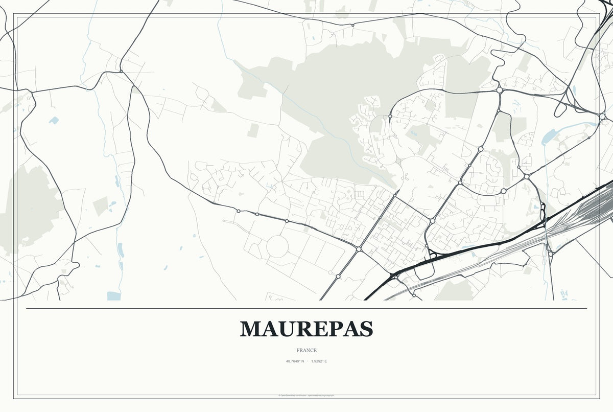 Maurepas, France City Map Aluminum Sign in Gallery Air style