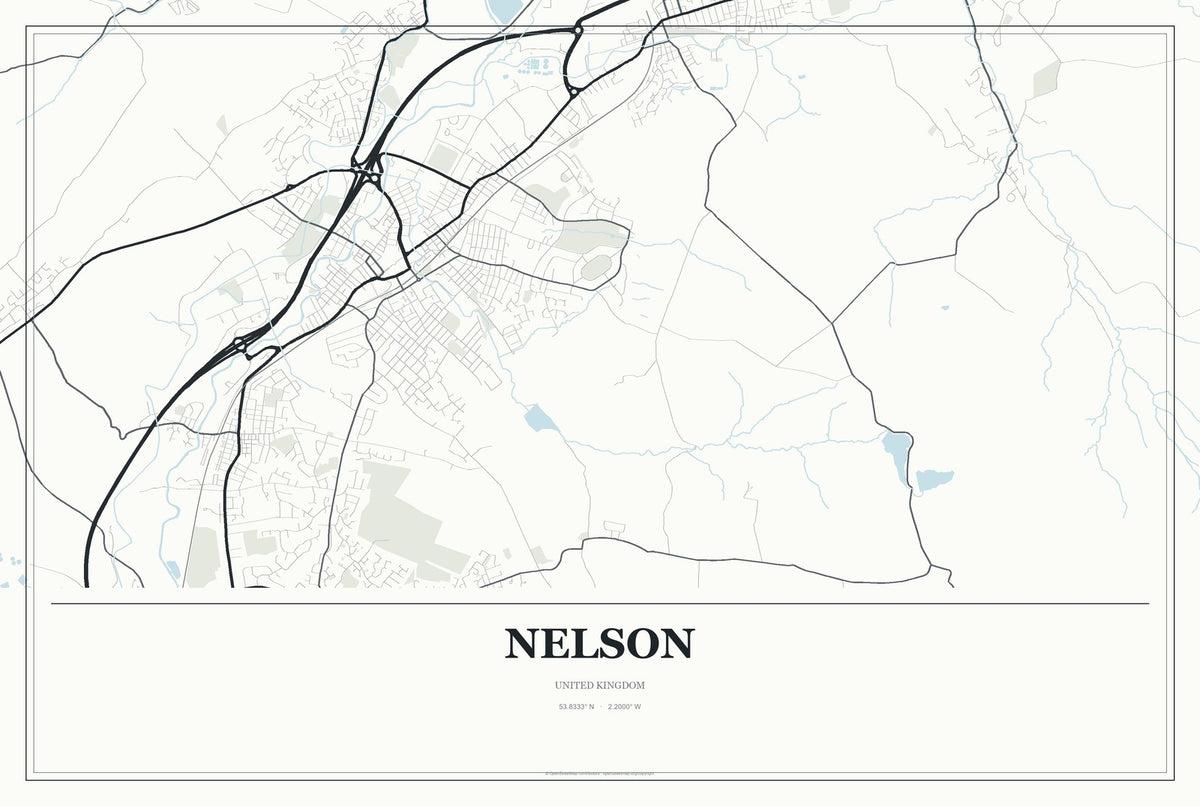 Nelson, Wales, United Kingdom City Map Aluminum Sign in Gallery Air style