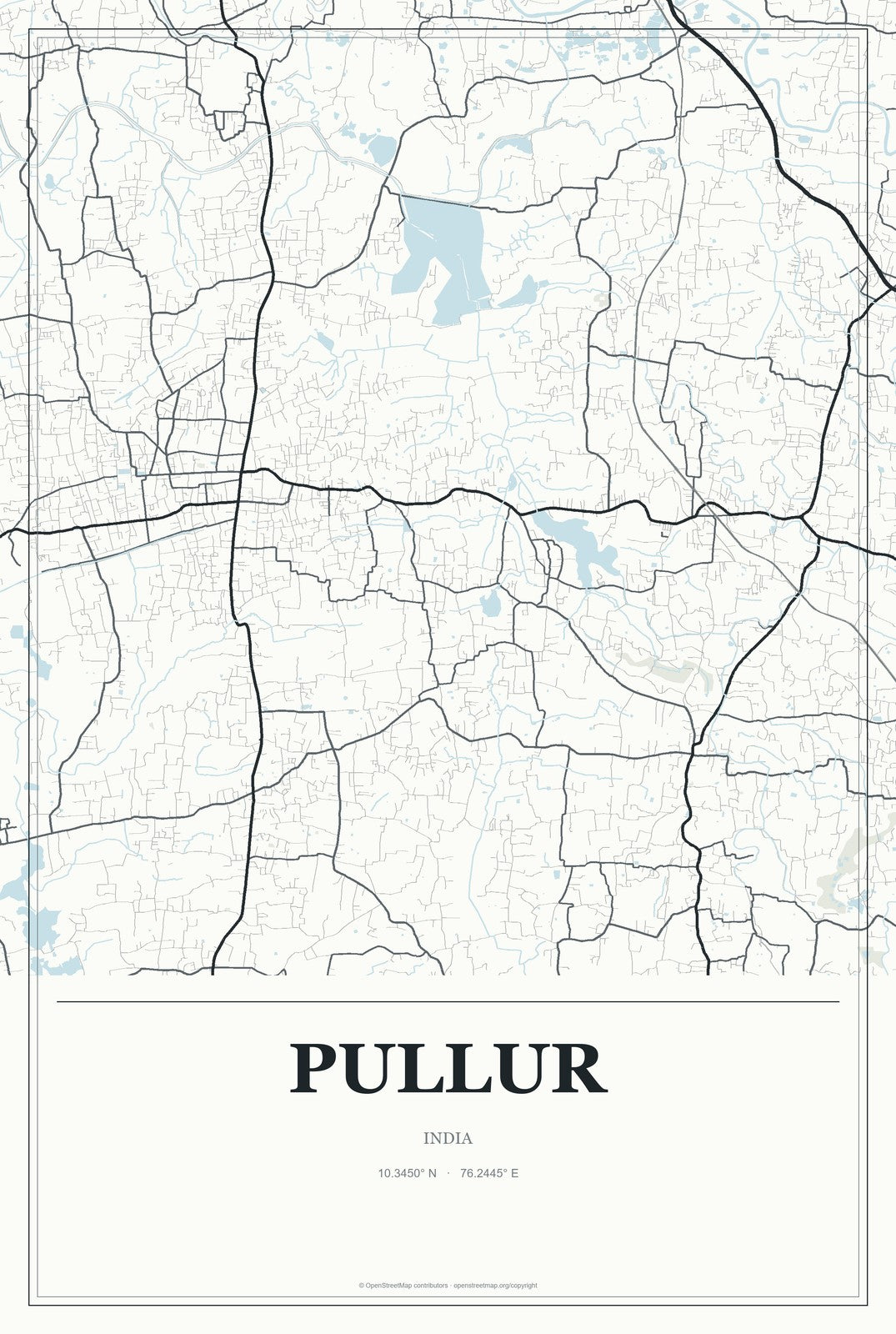 Pullur, India City Map Aluminum Sign in Gallery Air style