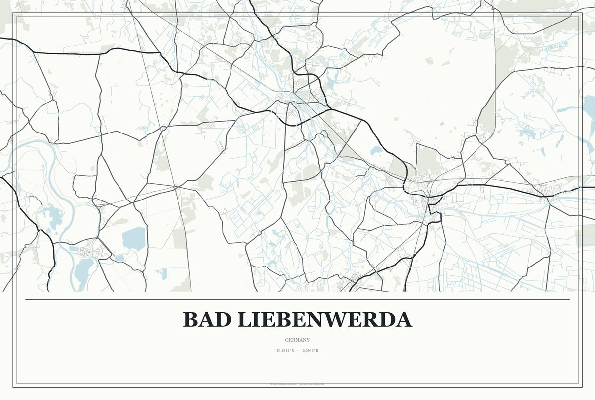 Bad Liebenwerda, Germany City Map Aluminum Sign in Gallery Air style