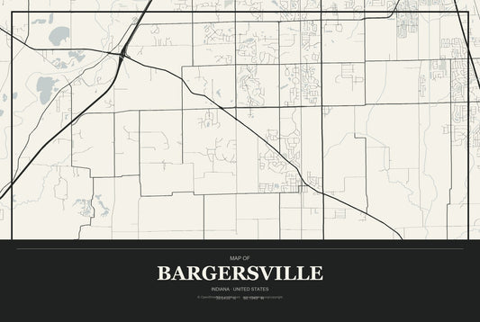 Bargersville, Indiana City Map Aluminum Sign in Museum Plaque style