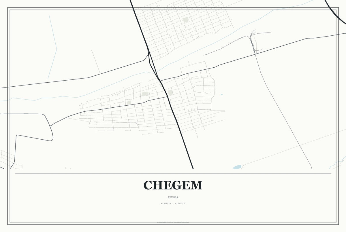 Chegem, Russia City Map Aluminum Sign in Gallery Air style