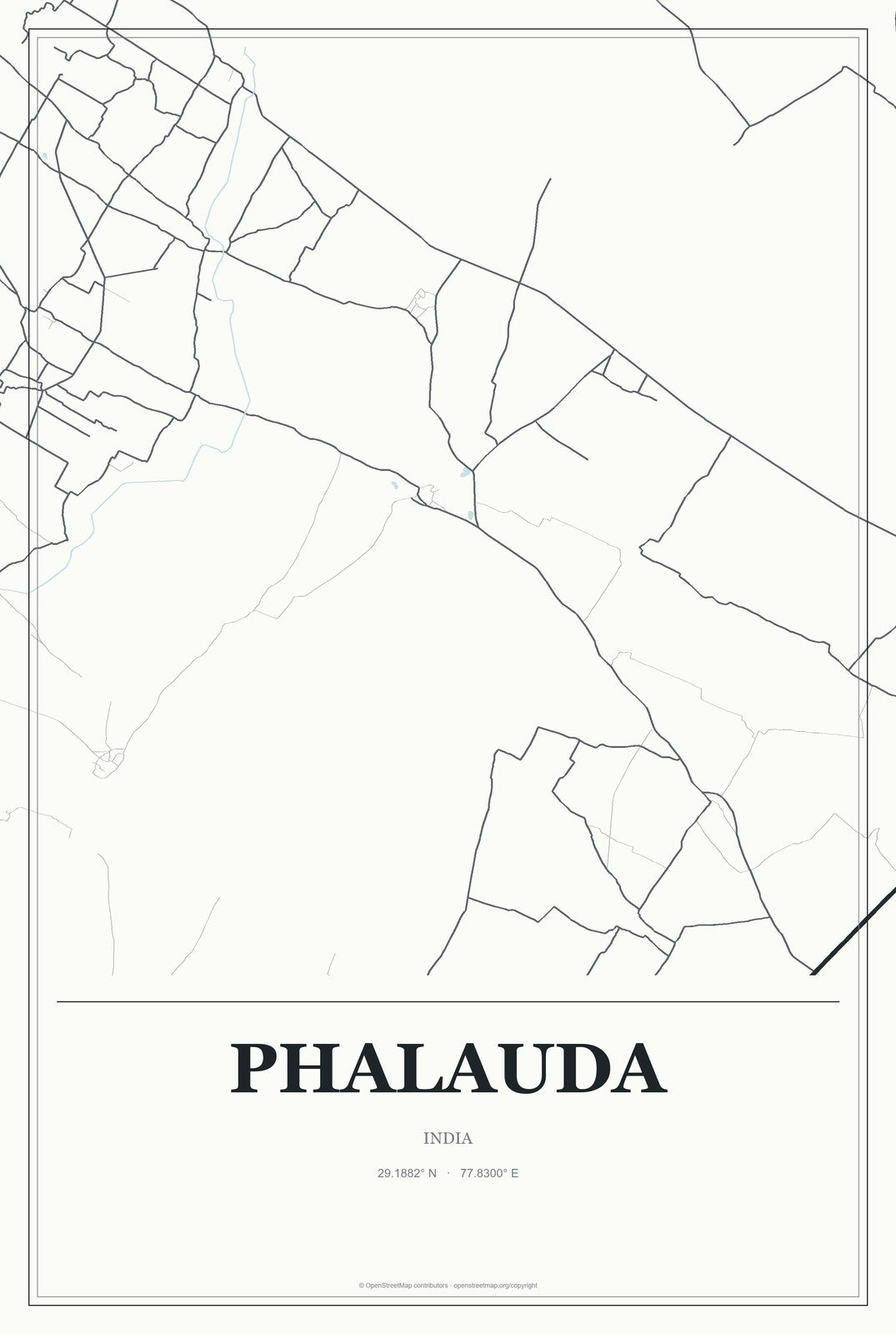 Phalauda, India City Map Aluminum Sign in Gallery Air style