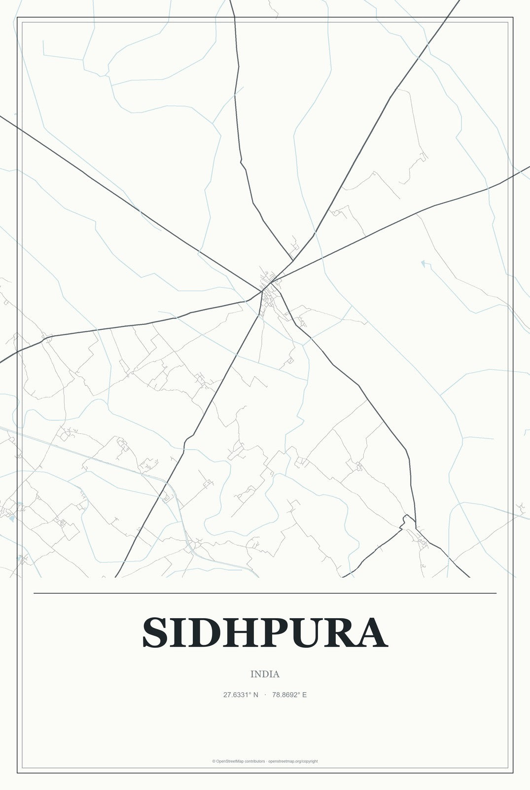Sidhpura, India City Map Aluminum Sign in Gallery Air style