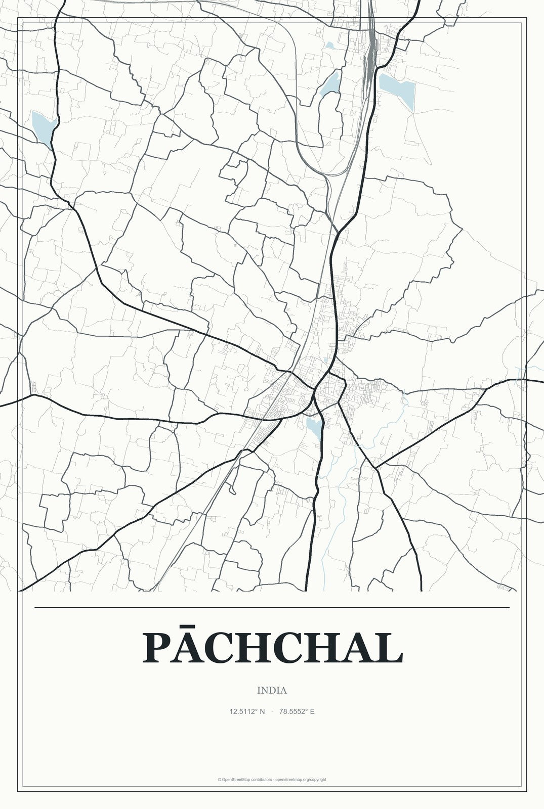 Pāchchal, India City Map Aluminum Sign in Gallery Air style