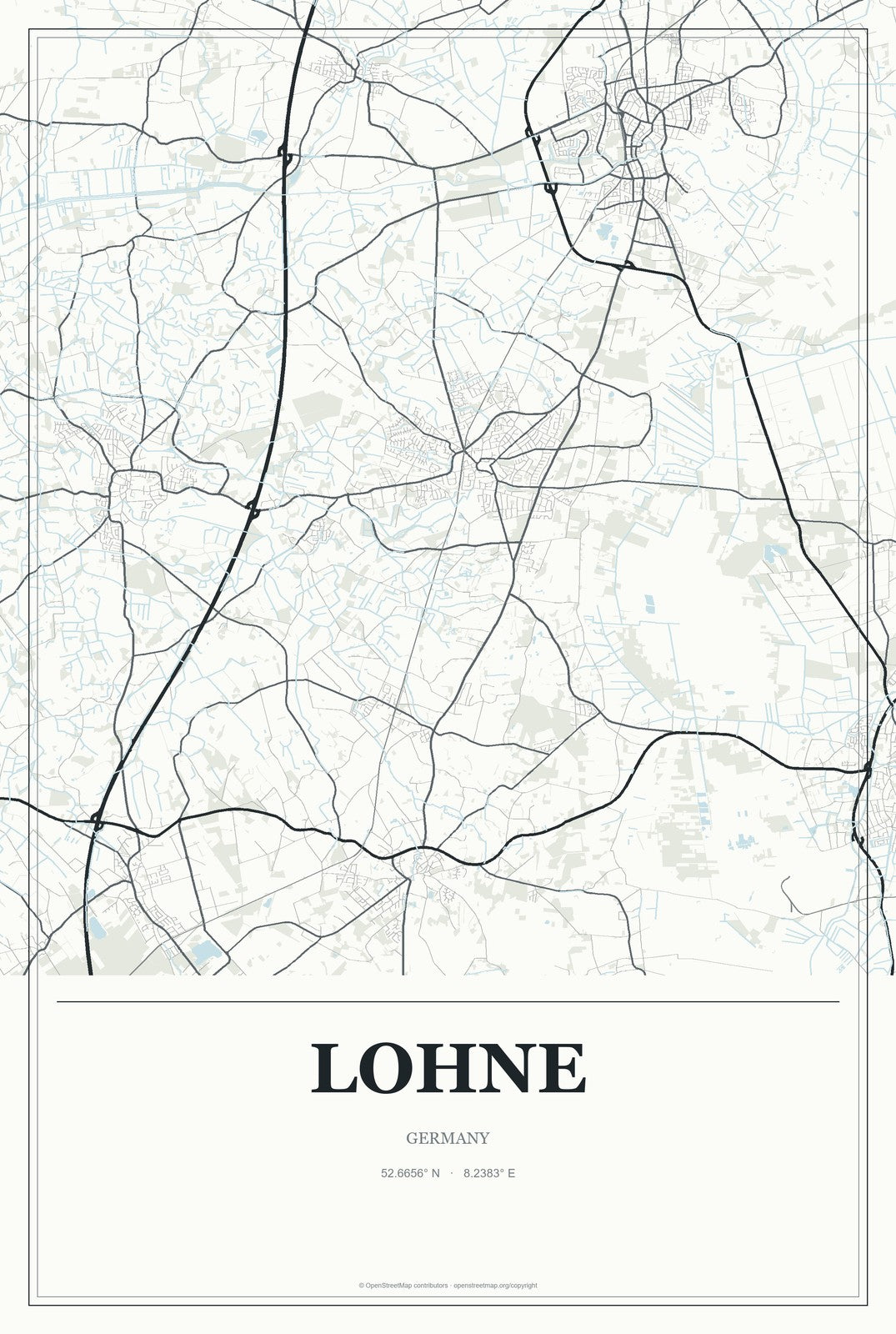 Lohne, Germany City Map Aluminum Sign in Gallery Air style
