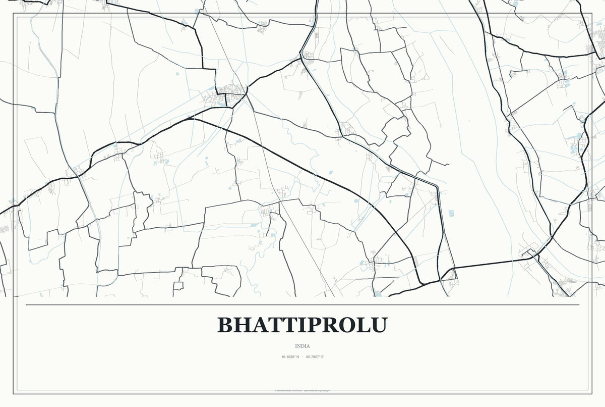 Bhattiprolu, India City Map Aluminum Sign in Gallery Air style