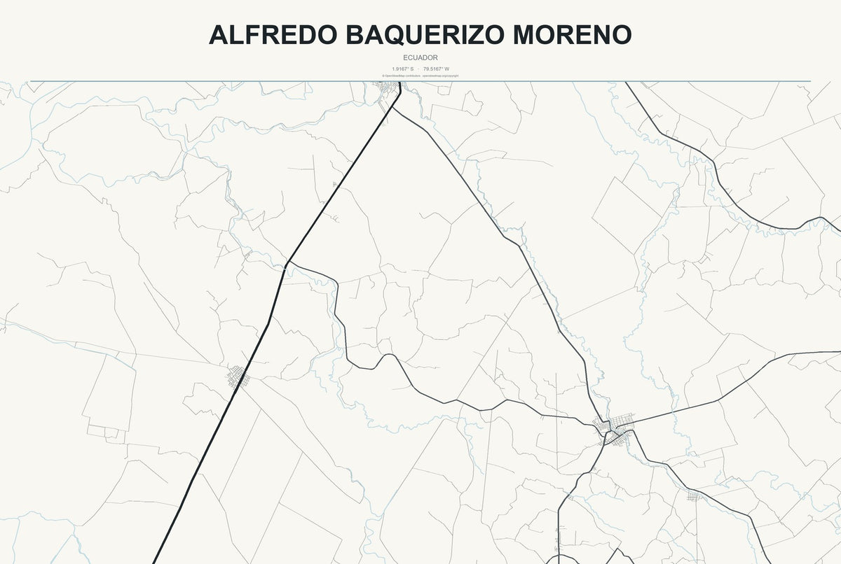 Alfredo Baquerizo Moreno, Ecuador City Map Aluminum Sign in Headline Atlas style