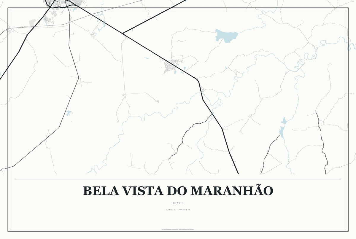 Bela Vista do Maranhão, Brazil City Map Aluminum Sign in Gallery Air style