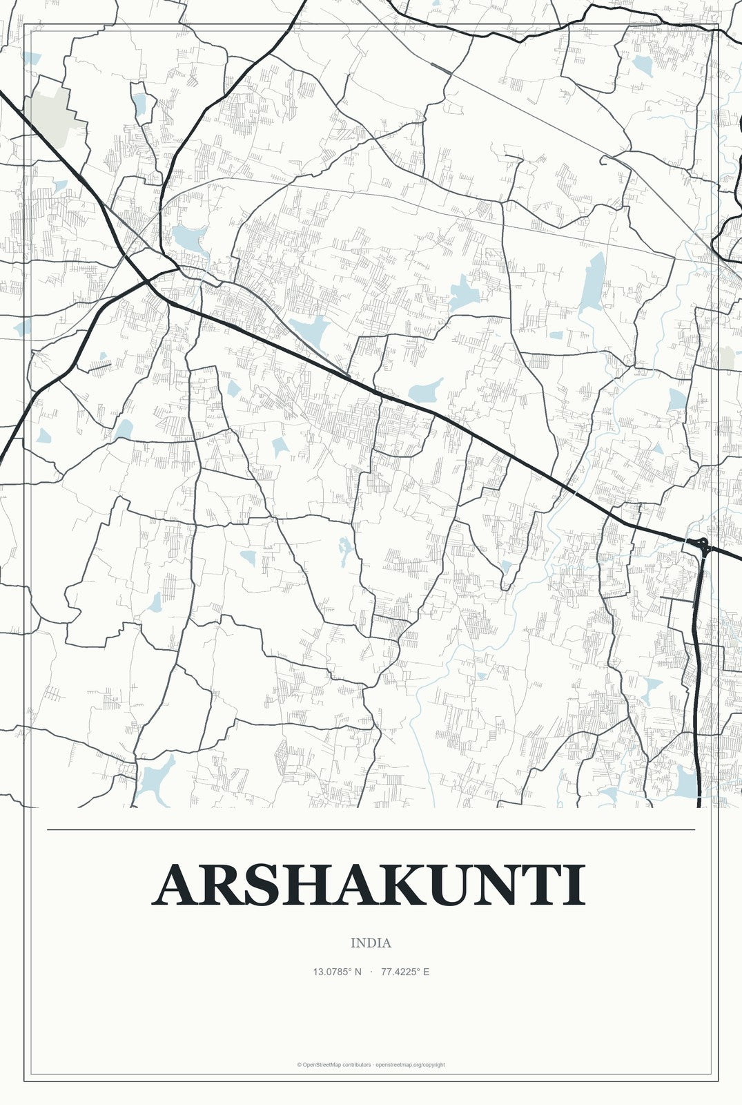 Arshakunti, India City Map Aluminum Sign in Gallery Air style