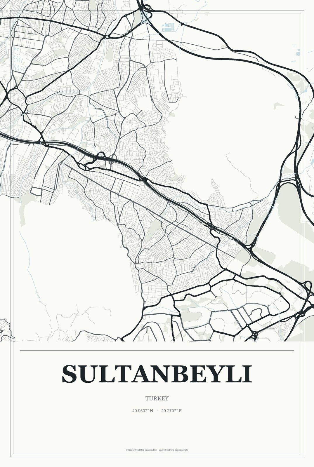 Sultanbeyli, Turkey City Map Aluminum Sign in Gallery Air style