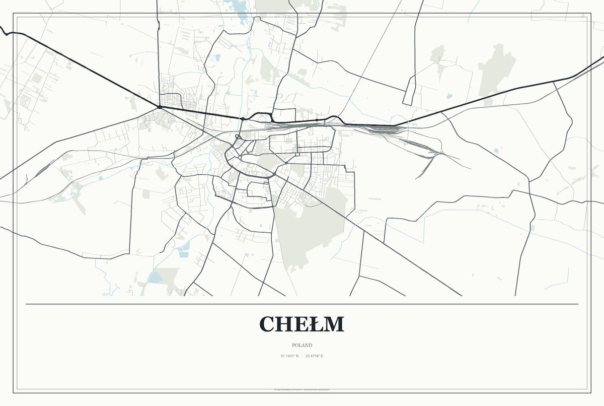 Chełm, Poland City Map Aluminum Sign in Gallery Air style