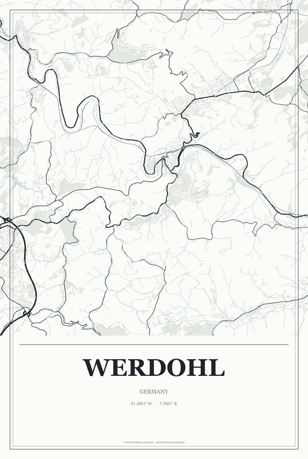 Werdohl, Germany City Map Aluminum Sign in Gallery Air style